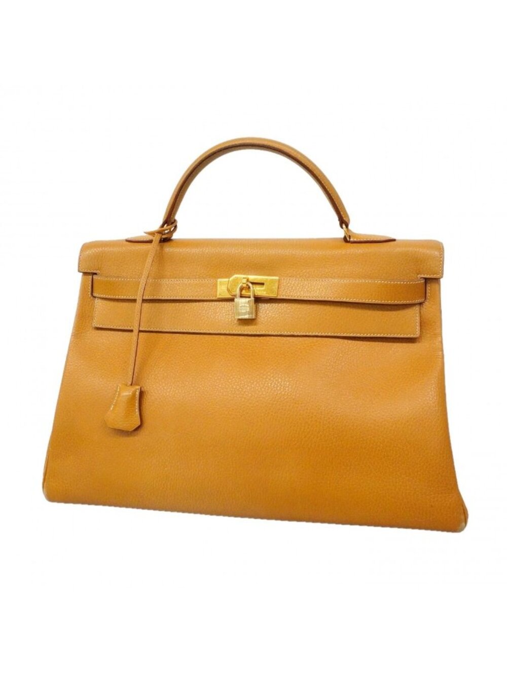 Hermes Handbag Kelly 40 Ardennes Natural Gold